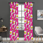Pink Fried Eggs Pattern Print Curtain