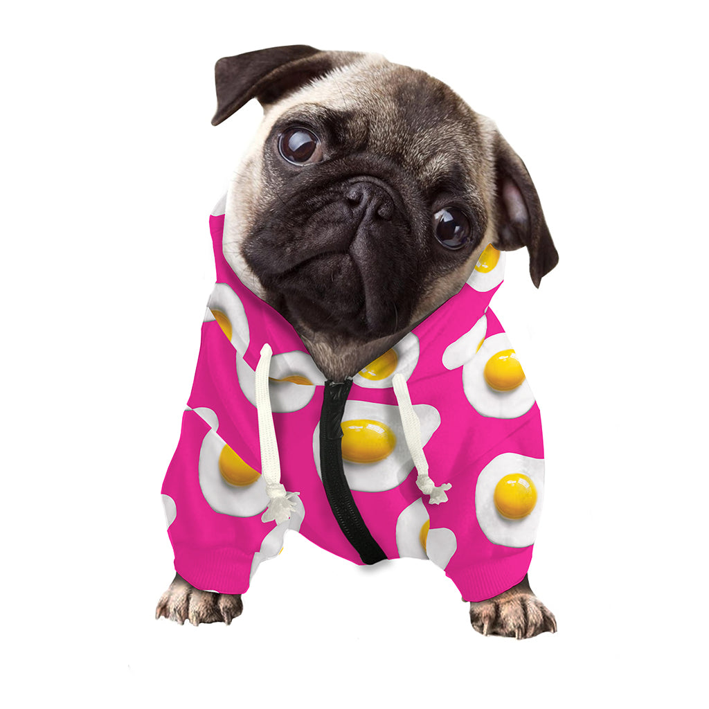 Pink Fried Eggs Pattern Print Dog Zip Up Hoodie