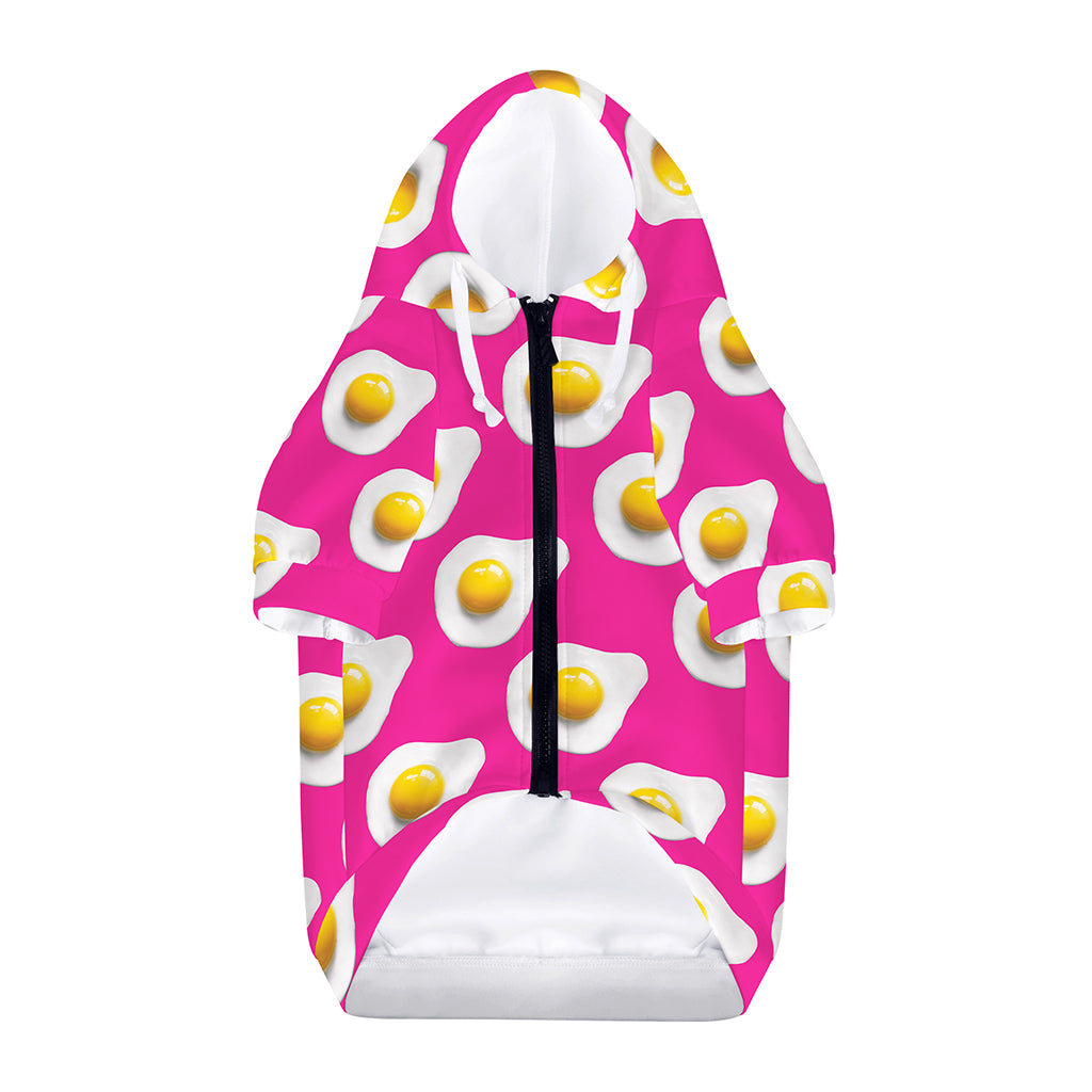 Pink Fried Eggs Pattern Print Dog Zip Up Hoodie