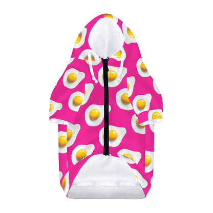 Pink Fried Eggs Pattern Print Dog Zip Up Hoodie