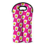 Pink Fried Eggs Pattern Print Double Neoprene Wine Tote