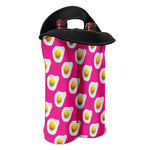 Pink Fried Eggs Pattern Print Double Neoprene Wine Tote