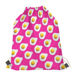 Pink Fried Eggs Pattern Print Drawstring Bag