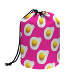 Pink Fried Eggs Pattern Print Drawstring Makeup Bag