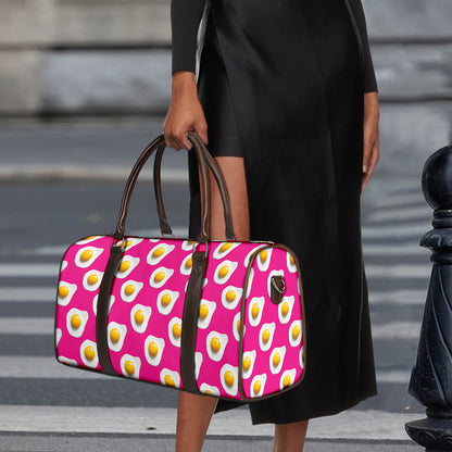 Pink Fried Eggs Pattern Print Duffle Bag