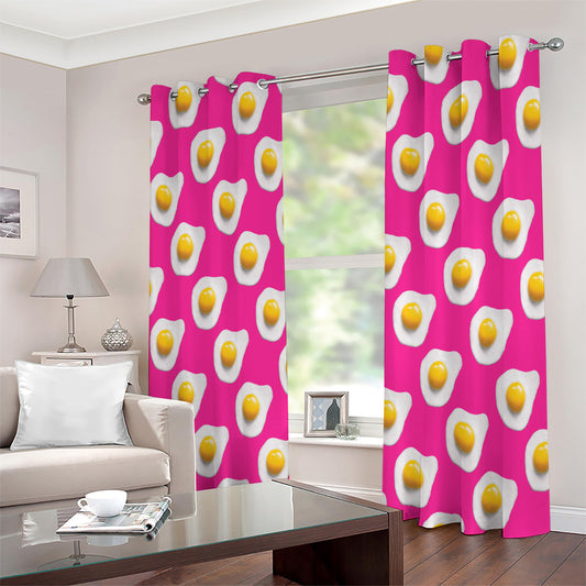 Pink Fried Eggs Pattern Print Extra Wide Grommet Curtains