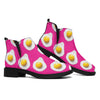 Pink Fried Eggs Pattern Print Flat Ankle Boots