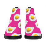 Pink Fried Eggs Pattern Print Flat Ankle Boots