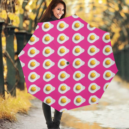 Pink Fried Eggs Pattern Print Foldable Umbrella
