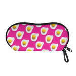 Pink Fried Eggs Pattern Print Glasses Case