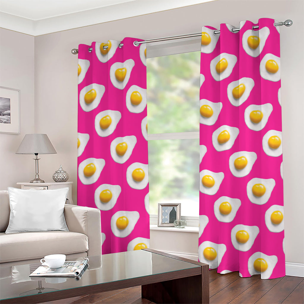 Pink Fried Eggs Pattern Print Grommet Curtains