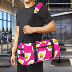 Pink Fried Eggs Pattern Print Gym Bag