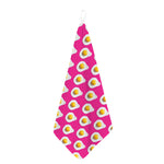 Pink Fried Eggs Pattern Print Hand Towel