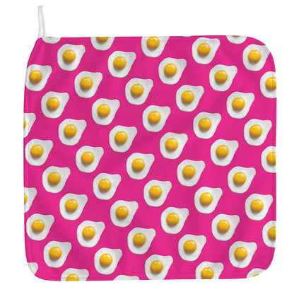 Pink Fried Eggs Pattern Print Hand Towel