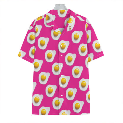 Pink Fried Eggs Pattern Print Hawaiian Shirt