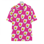 Pink Fried Eggs Pattern Print Hawaiian Shirt
