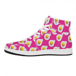 Pink Fried Eggs Pattern Print High Top Leather Sneakers