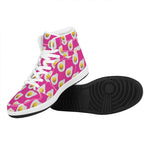 Pink Fried Eggs Pattern Print High Top Leather Sneakers