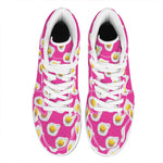 Pink Fried Eggs Pattern Print High Top Leather Sneakers
