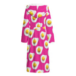 Pink Fried Eggs Pattern Print Hooded Bathrobe