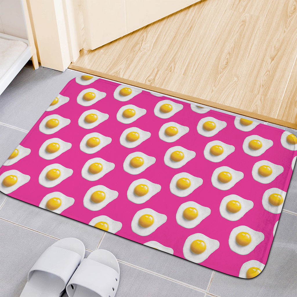 Pink Fried Eggs Pattern Print Indoor Door Mat