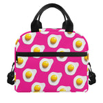 Pink Fried Eggs Pattern Print Insulated Lunch Bag