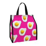 Pink Fried Eggs Pattern Print Insulated Lunch Tote