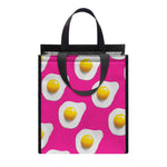 Pink Fried Eggs Pattern Print Insulated Lunch Tote