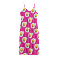 Pink Fried Eggs Pattern Print Jersey Midi Cami Dress