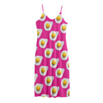 Pink Fried Eggs Pattern Print Jersey Midi Cami Dress