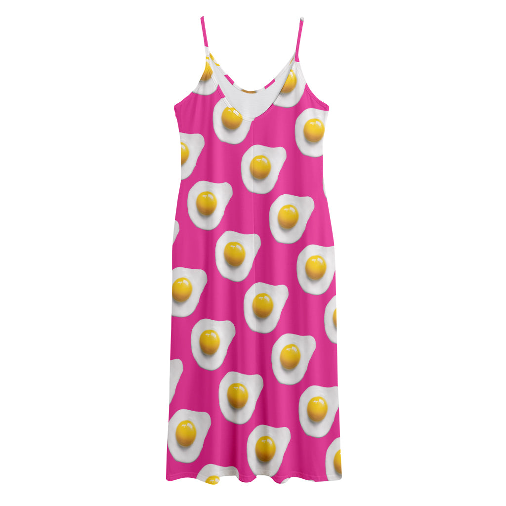 Pink Fried Eggs Pattern Print Jersey Midi Cami Dress