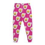 Pink Fried Eggs Pattern Print Jogger Pants