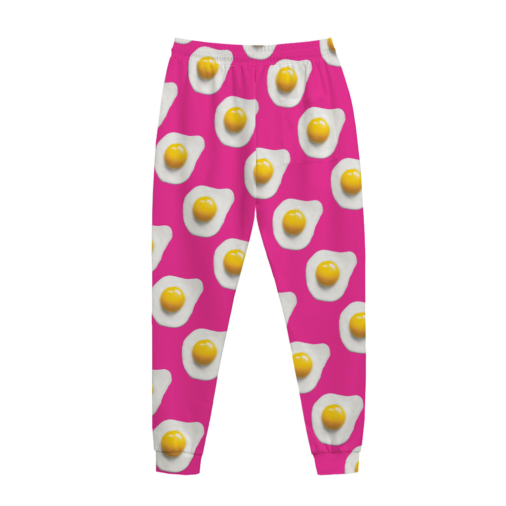 Pink Fried Eggs Pattern Print Jogger Pants