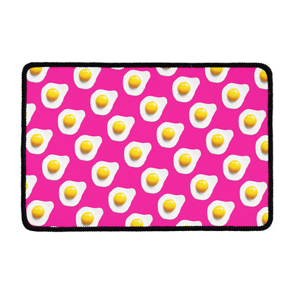 Pink Fried Eggs Pattern Print Kitchen Mat