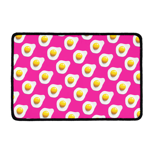 Pink Fried Eggs Pattern Print Kitchen Mat