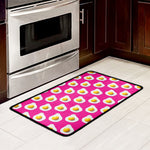 Pink Fried Eggs Pattern Print Kitchen Mat