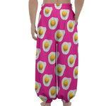 Pink Fried Eggs Pattern Print Lantern Pants