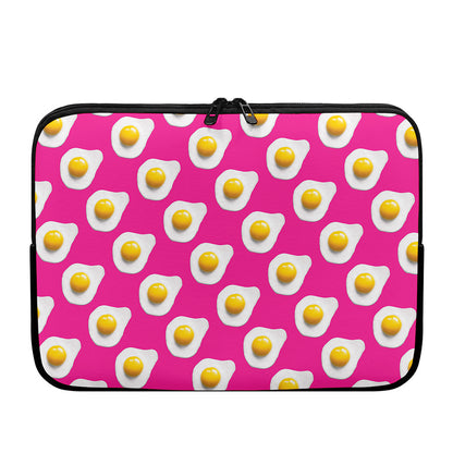 Pink Fried Eggs Pattern Print Laptop Sleeve