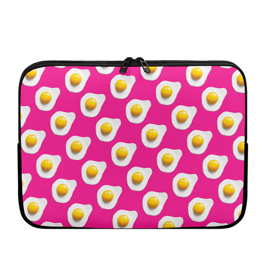 Pink Fried Eggs Pattern Print Laptop Sleeve