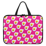 Pink Fried Eggs Pattern Print Laptop Sleeve With Handle