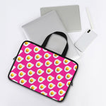 Pink Fried Eggs Pattern Print Laptop Sleeve With Handle