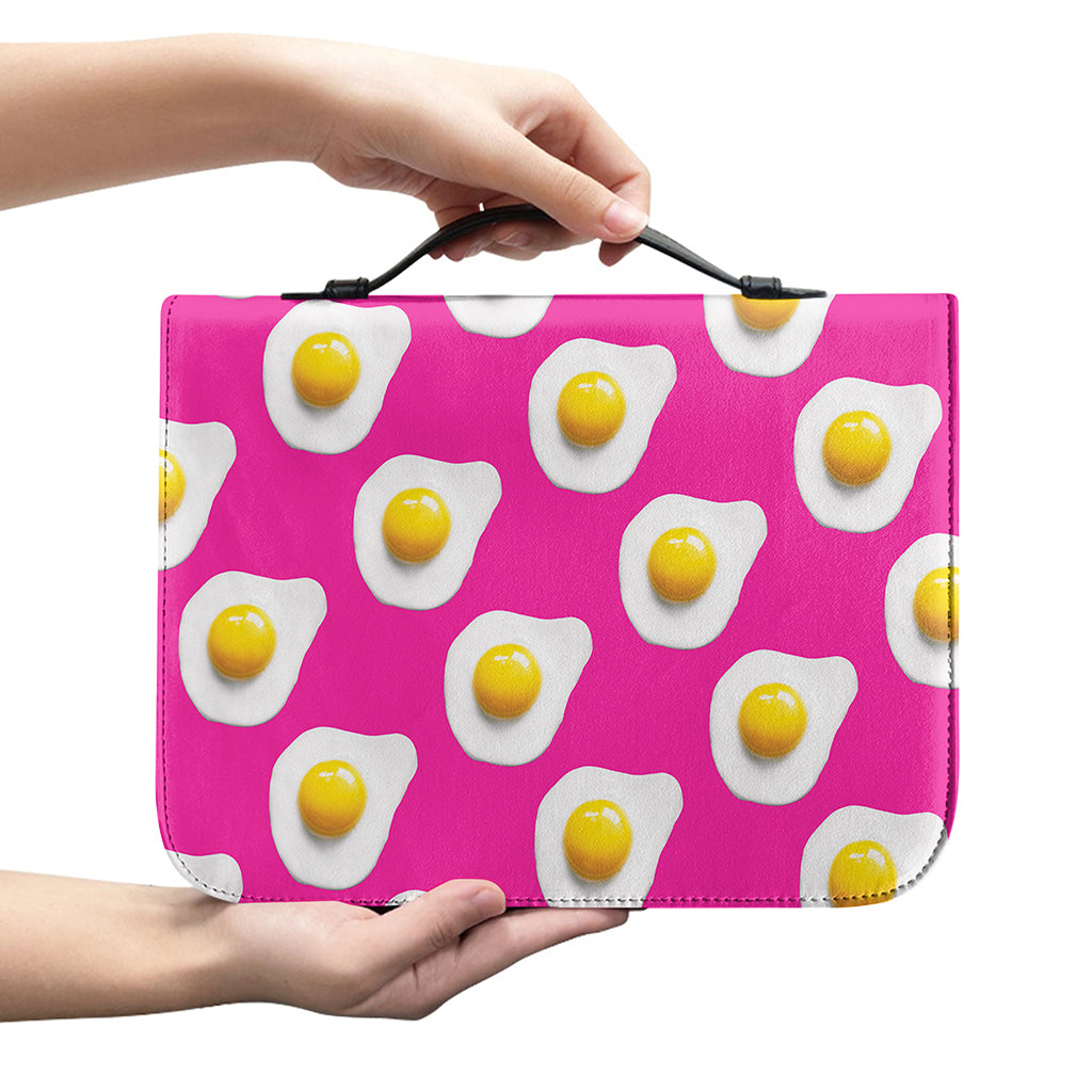 Pink Fried Eggs Pattern Print Leather Bible Cover