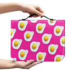 Pink Fried Eggs Pattern Print Leather Bible Cover