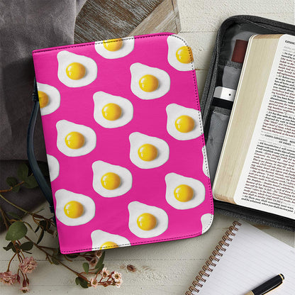 Pink Fried Eggs Pattern Print Leather Bible Cover