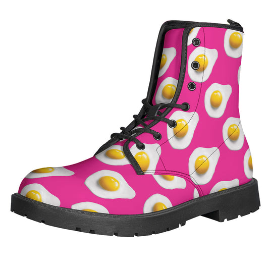 Pink Fried Eggs Pattern Print Backpack