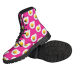 Pink Fried Eggs Pattern Print Backpack