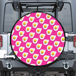 Pink Fried Eggs Pattern Print Leather Spare Tire Cover