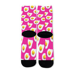 Pink Fried Eggs Pattern Print Long Socks
