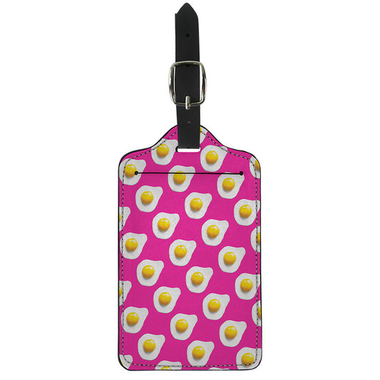 Pink Fried Eggs Pattern Print Luggage Tag