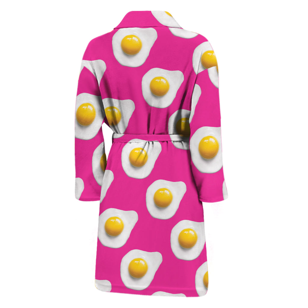 Pink Fried Eggs Pattern Print Men's Bathrobe
